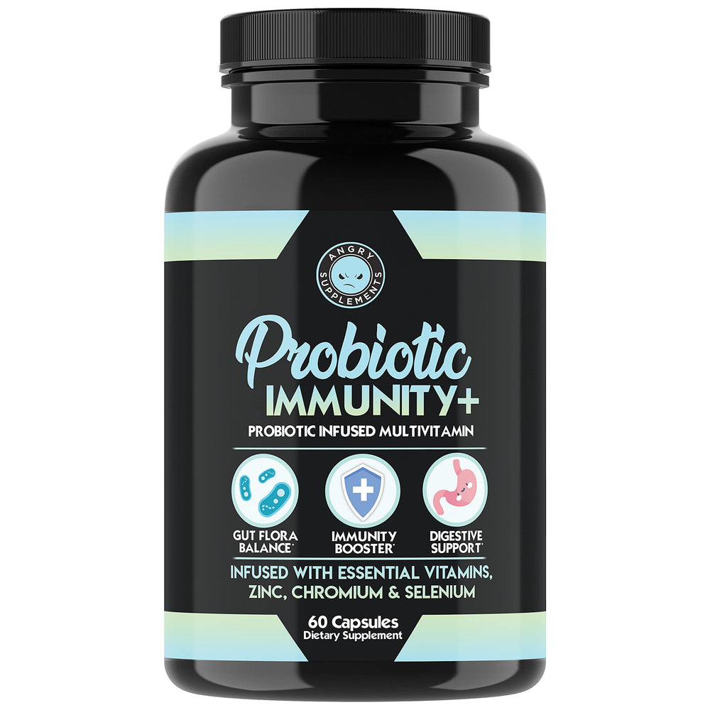 Bottle of Probiotic Immunity Supplement with zinc, chromium, selenium and essential vitamins