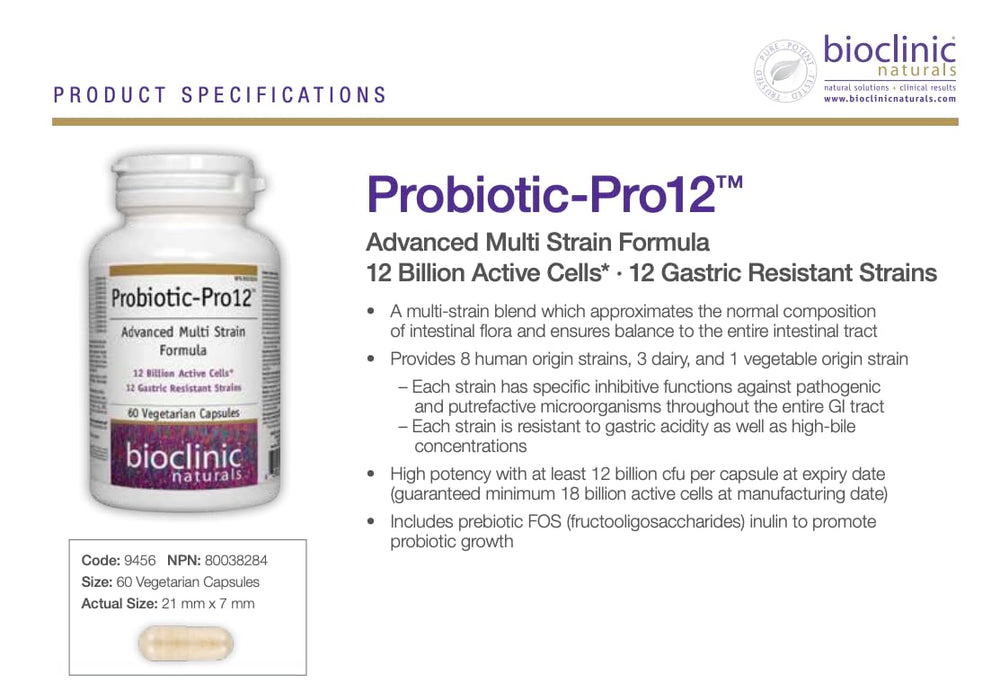 Serving size information on Probiotic Pro 12 packaging