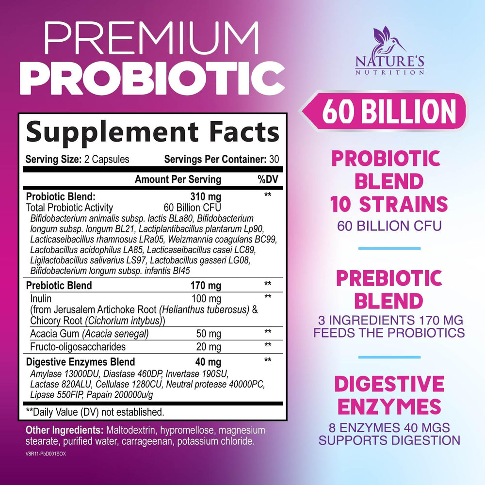 Close-up of 60 capsules bottle design for probiotic