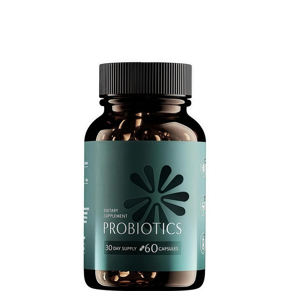 Probiotic bottle displaying 60 delayed-release capsules