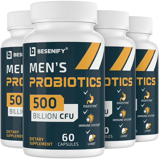 Bottle of Probiotics for Men labeled 500B CFU with 12 strains