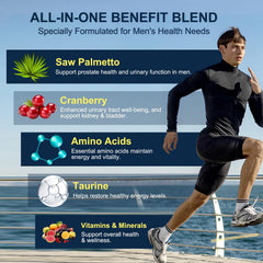 Saw palmetto and cranberry imagery on bottle