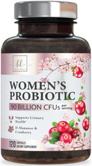 Bottle of Probiotics for Women Digestive Health - 90 Billion CFU, 16 Strains, Cranberry