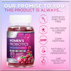 Label showing 3 Billion CFU and 6 premium strains for women's probiotic
