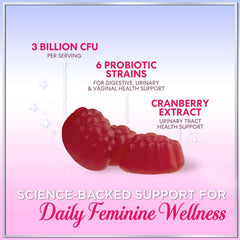 Gummy probiotic supplement with cranberry flavor