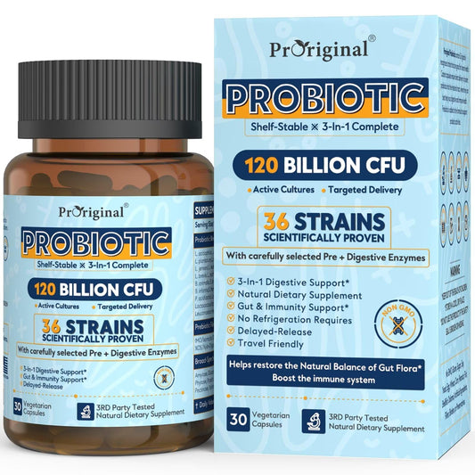 Bottle of Probiotics for Women & Men 120 Billion CFU with 36 strains