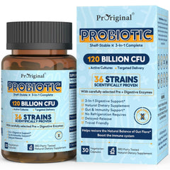 Bottle of Probiotics for Women & Men 120 Billion CFU with 36 strains