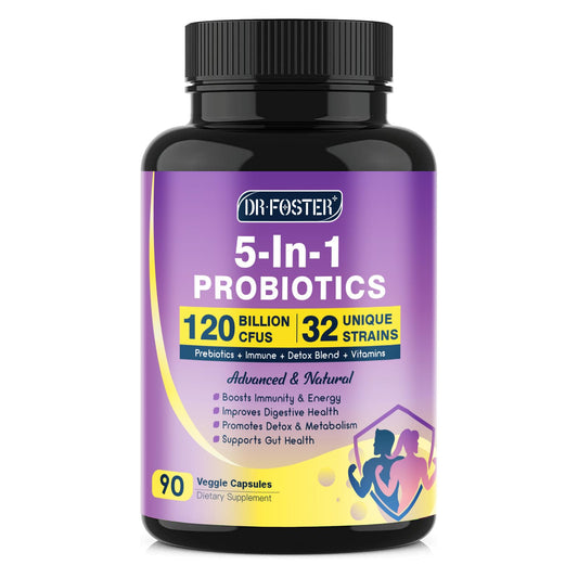 Bottle of probiotics for digestive health for both women and men