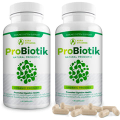 Front view of Probiotik probiotic bottle