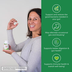 Close-up of Probulin Colon Support capsules showing vegan probiotic form