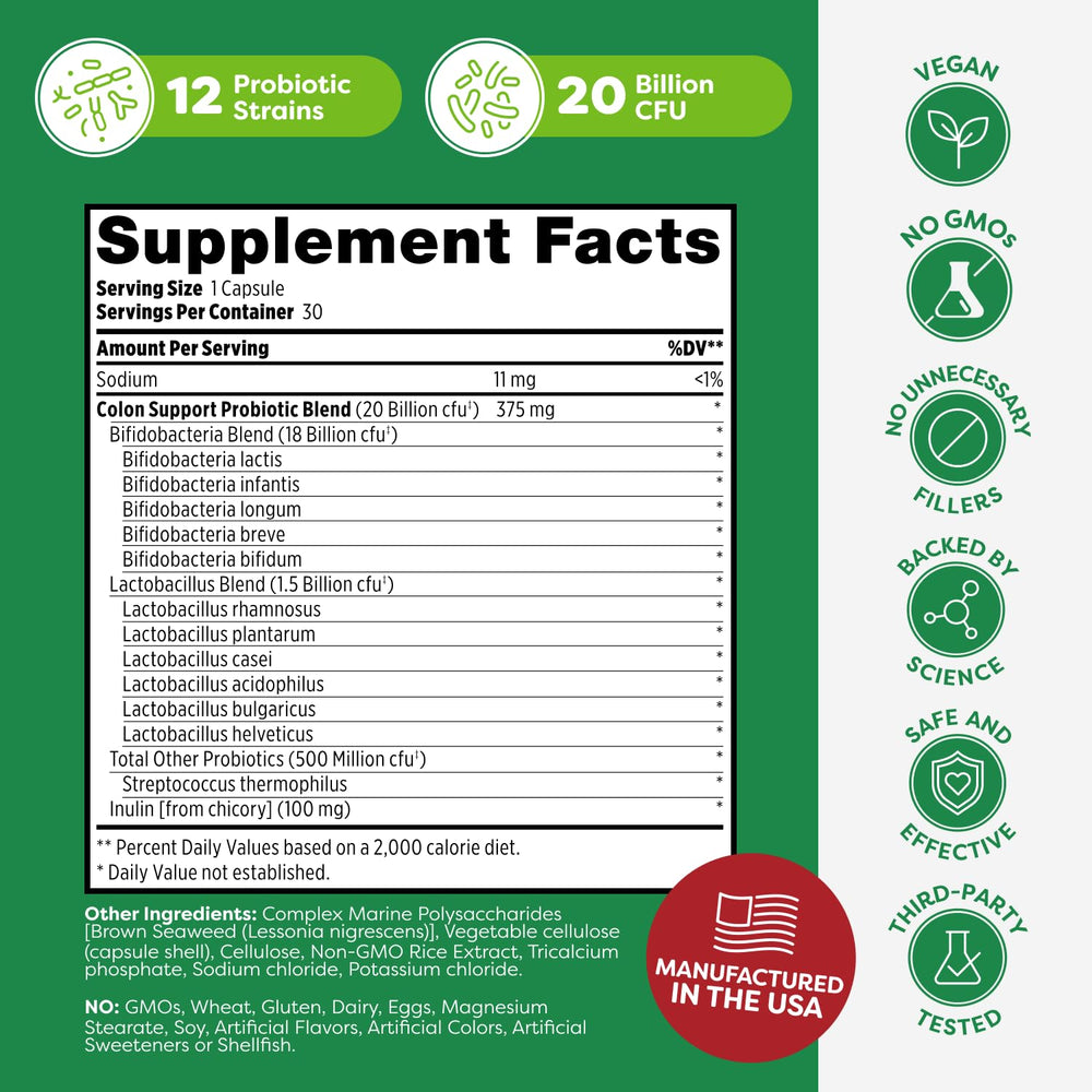 Ingredients list for Probulin Colon Support probiotic