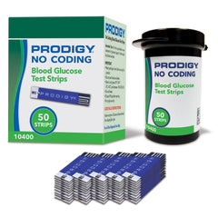 PRODIGY 10400 no-coding test strips box ready for fast testing.