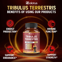 Product label highlighting Tribulus Terrestris ingredients