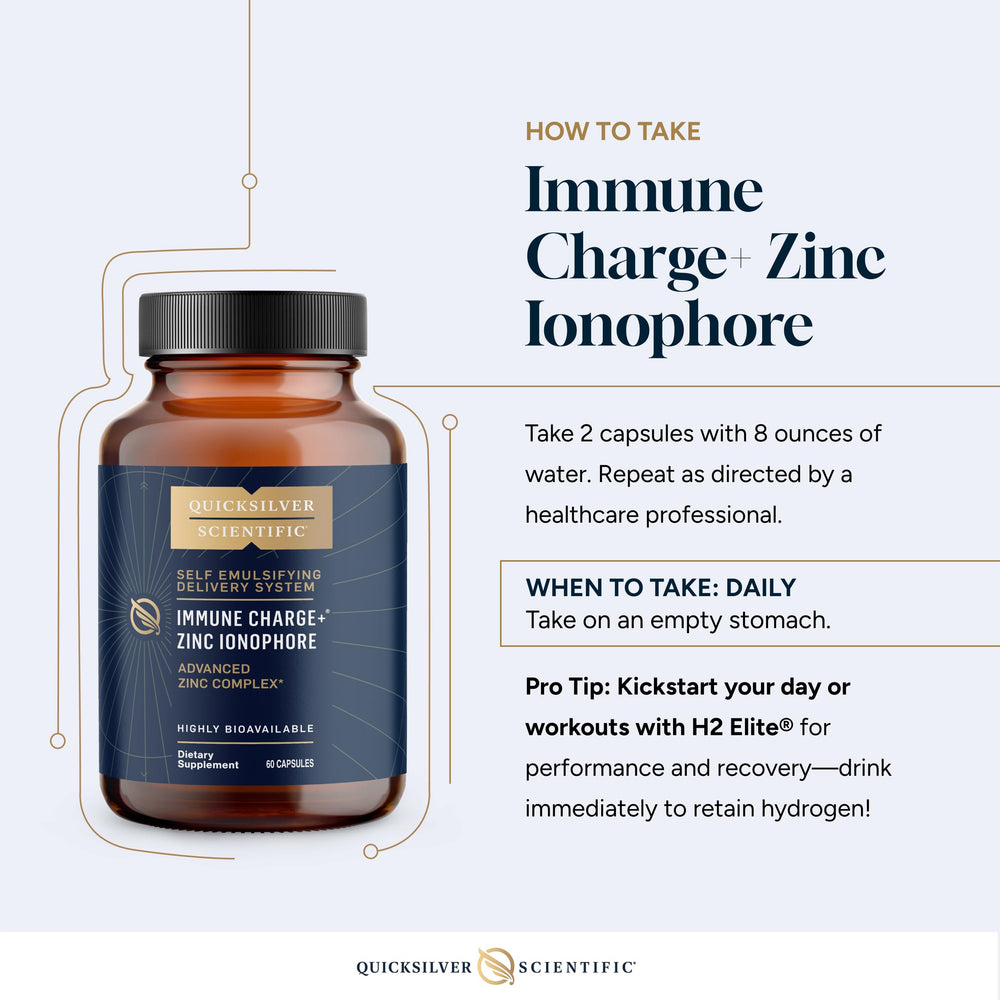Product packaging of Quicksilver Immune Charge+ Zinc Ionophore