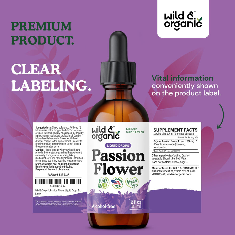 Product packaging for Wild & Organic Passionflower Tincture