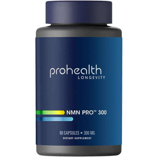 Front view of ProHealth NMN Pro 300 bottle with 90 capsules