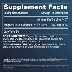 Nutrition facts label for ProHealth Pure Magnesium Taurate