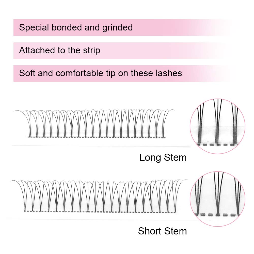 PRO LASHBEAUTY Premade fans application-demo 3D-D-0.07 11mm for quick set