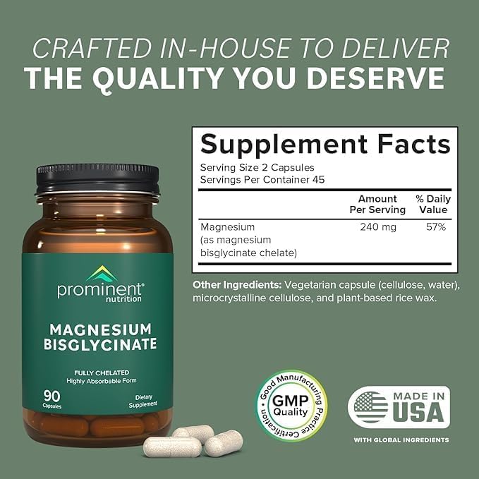 Vegan gluten-free magnesium bisglycinate 240 mg in 2-pack