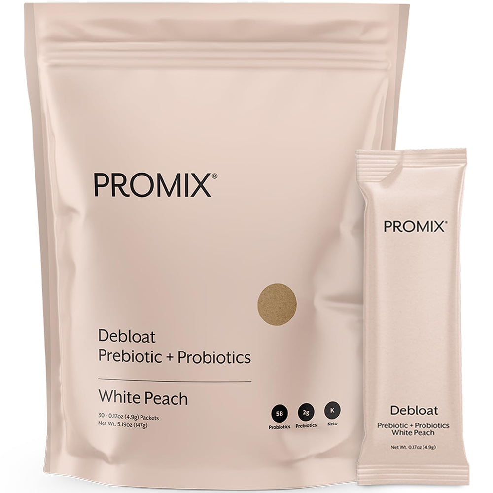 Promix Debloat bottle with White Peach flavor