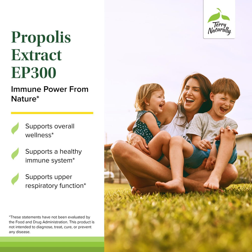 Close-up of Propolis EP300 ingredients label