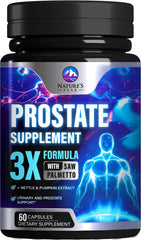 Prostate Health Supplements bottle with 60 capsules on white background