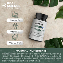 Vitamin C, Vitamin D, Vitamin B12 and Vitamin K icons representing Prostax Miracle ingredients