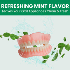 Long-lasting mint-flavored denture cleaner packets