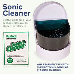 Denture cleaning brush with multi-layered bristles included in the bundle
