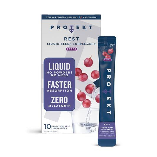 Protekt GABA L-Theanine sleep aid grape flavor bottle with 10-pack