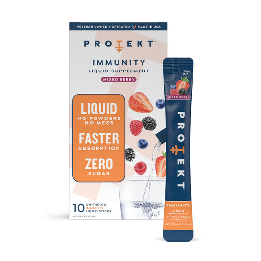 PROTEKT Liquid Immune Support Supplement bottle - Mixed Berry flavor