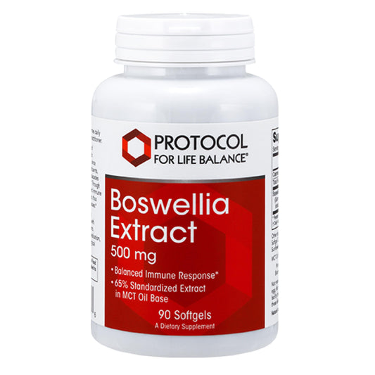Protocol Boswellia Extract 500 mg softgel in bottle - front view