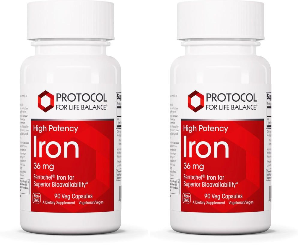 Protocol For Life Balance Iron 36mg bottle front label