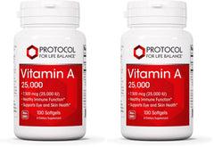 Protocol For Life Balance Vitamin A 25,000 IU bottle with 100 softgels (pack of 2)