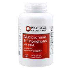 Bottle of Protocol Glucosamine & Chondroitin with MSM 180 vegan caps