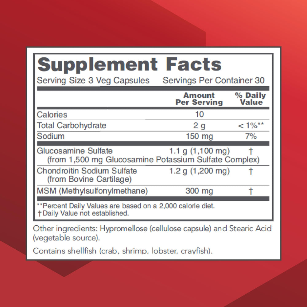 Close-up of glucosamine chondroitin MSM capsules