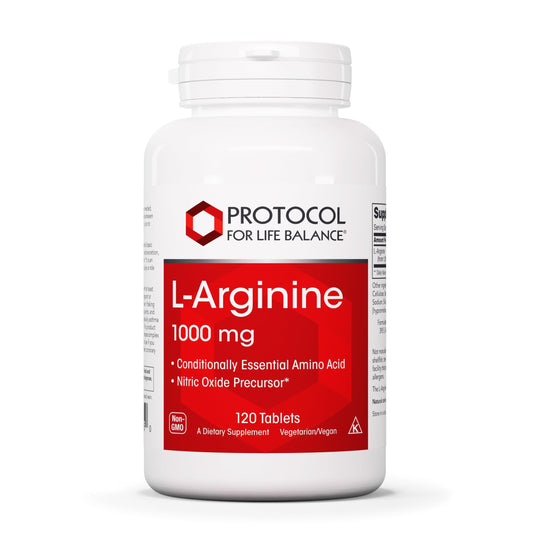 Front view of Protocol For Life Balance L-Arginine 1,000mg bottle
