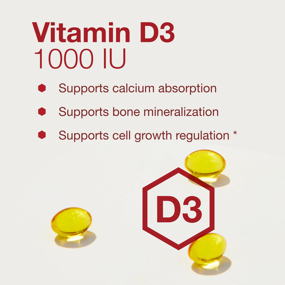 Gluten-free Vitamin D3 1,000 IU dietary supplement label