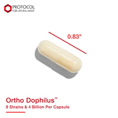 Nutrition facts area of Ortho Dophilus bottle