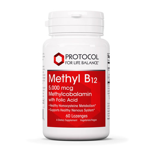Front packaging of Protocol Methyl B12 5,000mcg lozenge