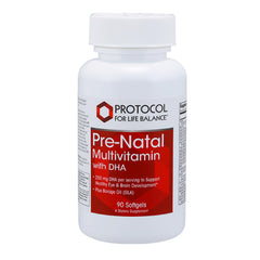 Protocol Pre-Natal DHA Multivitamin bottle showing 250 mg DHA per serving on label