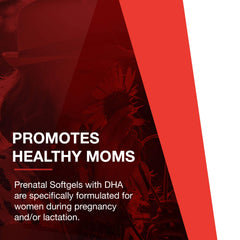 Product packaging highlighting DHA, calcium, copper, B12 and vitamin C