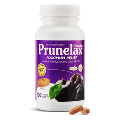 Prunelax Ciruelax maximum relief tablets front-pack ready for overnight relief.
