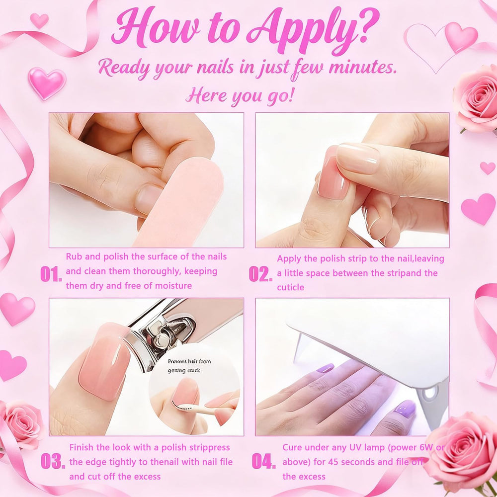 Final glossy semi cured nails with PSBRBAD heart motif