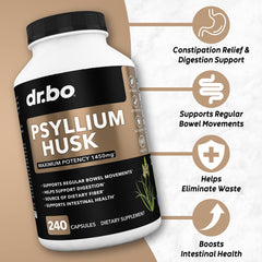 Close-up view of psyllium husk capsules
