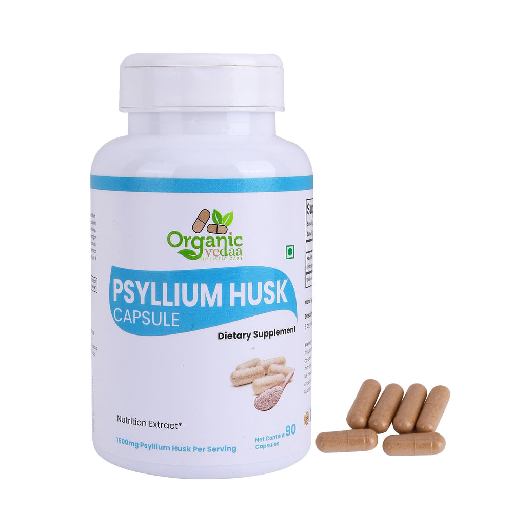 Psyllium husk capsules bottle with 1500mg per serving
