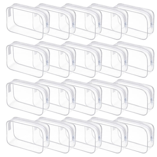 Ptwola clear cosmetic bag set view showing 20-pack collection for organized travel