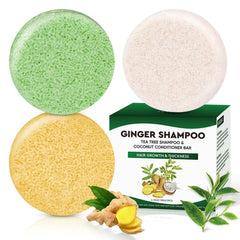 Pubpok Ginger & Tea Tree bar shampoo bottle close-up for scalp refresh and oil control.