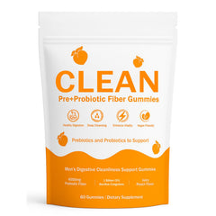 Pucges Peach Flavor Clean Prebiotic Fiber Gummies for Men bottle, 60-count