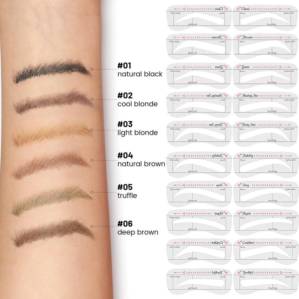 Pudaier eyebrow stamp with 10 shapes for quick shaping.